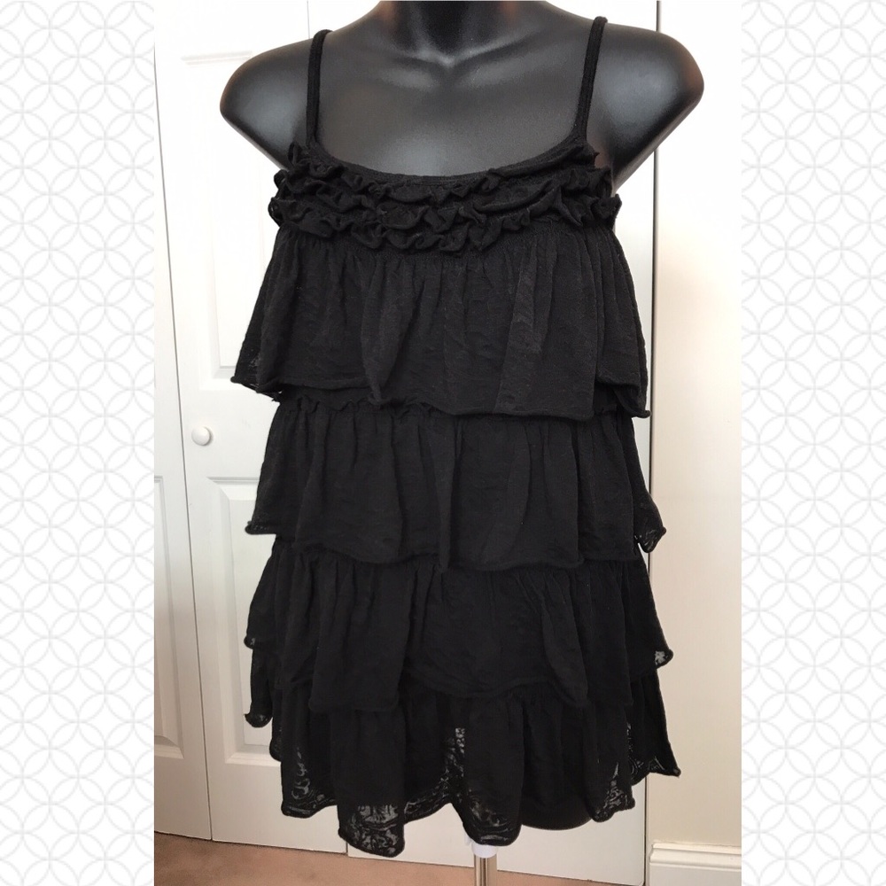 Black Express Ruffle Tank Top (M)